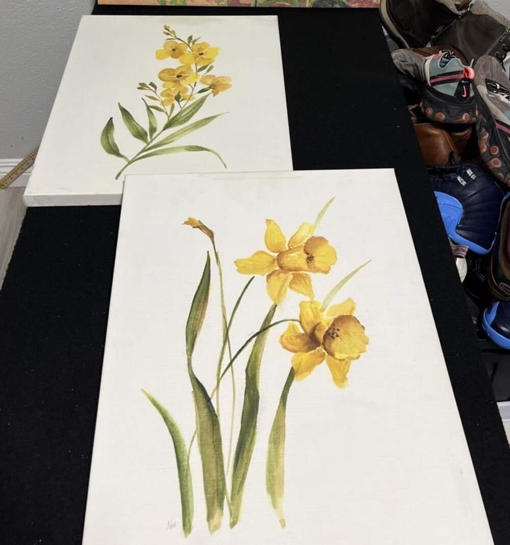 Ochre Botanical I & Botanique Study in Yellow III Paintings By Gracie Oaks
